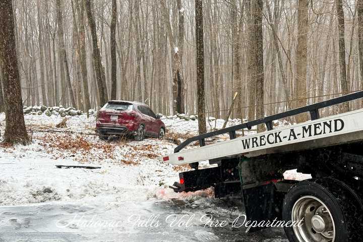 Driver Hospitalized After Car Slides Into Woods In Hudson Valley