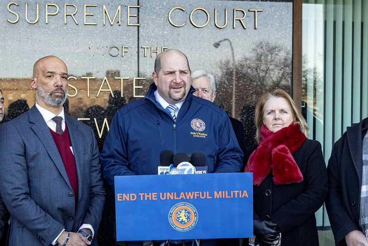Nassau County Legislator Seth Koslow speaks at a press conference in Mineola on Wednesday, Feb. 5.
  
