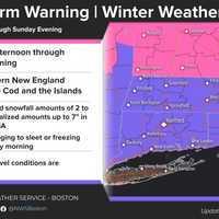 <p>Winter Weather Advisories are in effect in the locations in purple, with Winter Storm Warnings for areas in pink.</p>