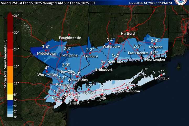 New Storm Snowfall Map: Here Are Latest Projections For Fairfield County