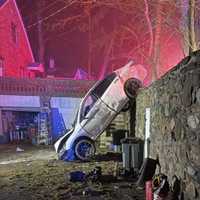 Car Plunges Down Stone Wall In Westchester