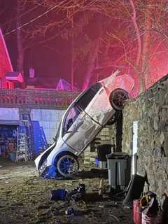 Car Plunges Down Stone Wall In Westchester