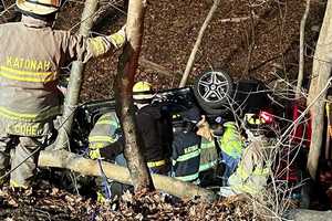 Woman Rescued After Car Plunges Down Embankment In Katonah