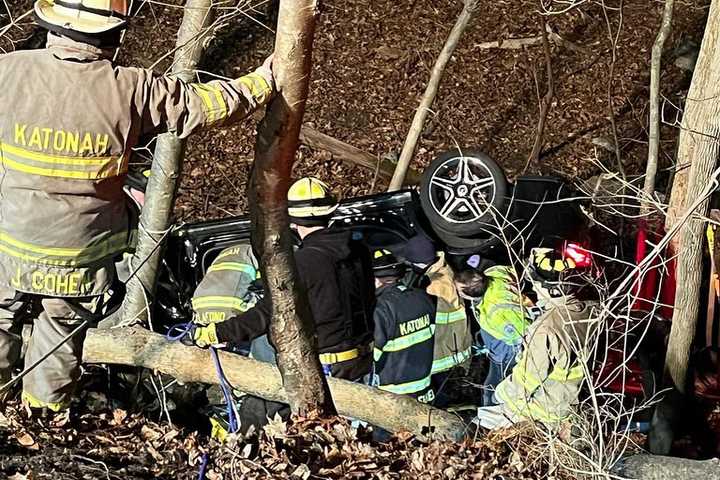 Woman Rescued After Car Plunges Down Embankment In Westchester