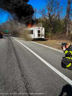 Bus Catches Fire on Hutchinson River Parkway In Westchester