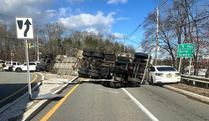 A septic tanker overturned on Route 23.