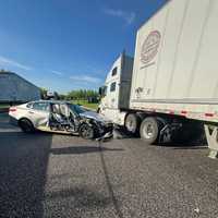Car Crushed Under Trailer In Maryland Crash Near Amazon Warehouse