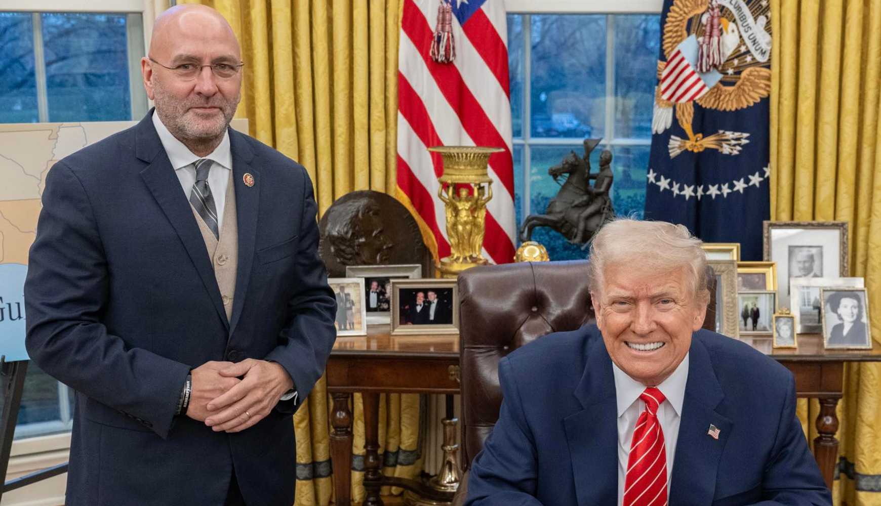 
Rep. Clay Higgins (R-LA) and President Donald Trump at the White House.
