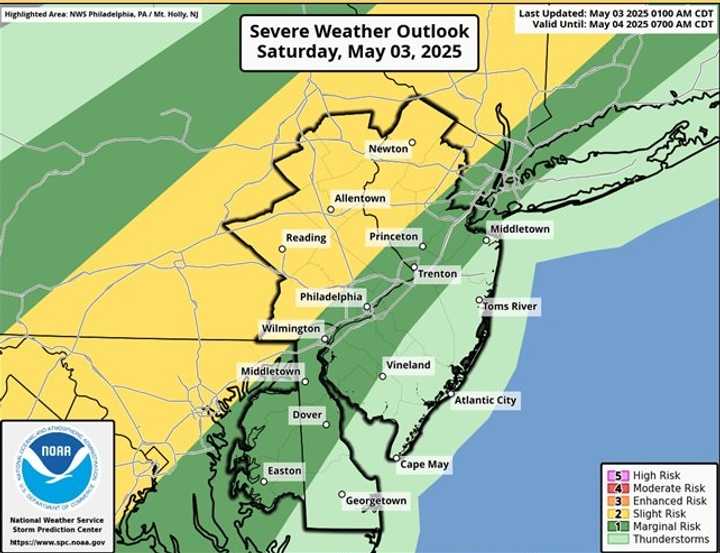 Weather map for Saturday, May 3.