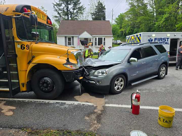 The scene of the school bus crash
