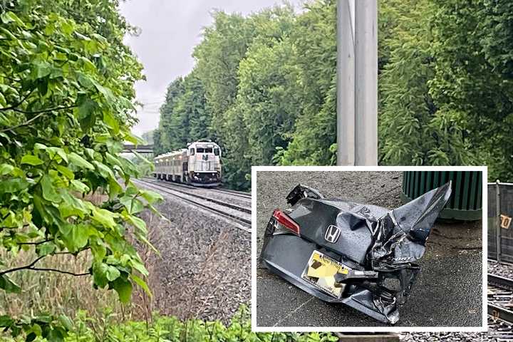 Car Flees After Being Smashed By NJ Transit Train In Fair Lawn (PHOTOS)