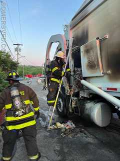 Fire Sparks Inside Garbage Truck In Westchester