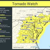 Tornado Watch Issued In These 5 PA Counties