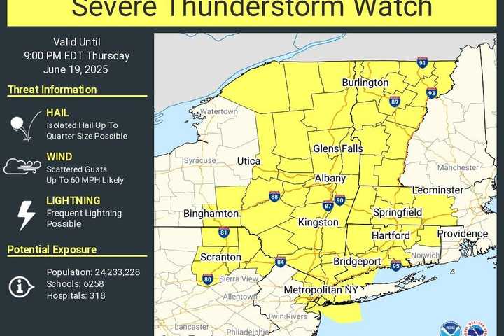 Severe Thunderstorm Watch Issued For Most Of CT