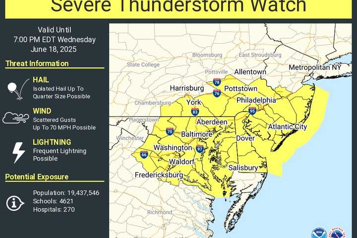 Severe Thunderstorm Watch In Effect For 10 NJ Counties, NWS Warns