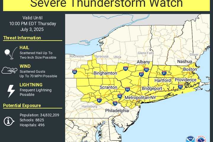 Severe Thunderstorm Watch Issued For Westchester
