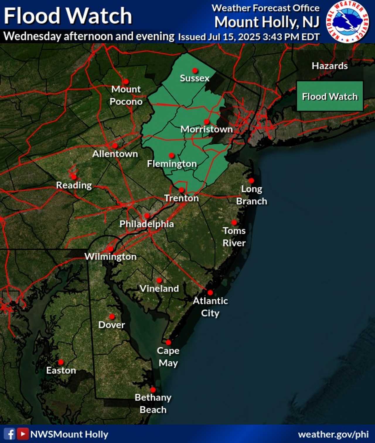 Flood Watch, Heat Advisory Issued For NJ As State Recovers From Deadly Storms