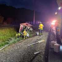 Box Truck Flips On I-87 In Woodbury, Causes Delays
