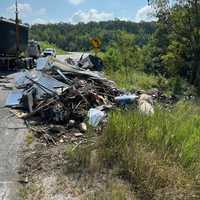 <p>The scene of the crash and spill in Stafford County.</p>