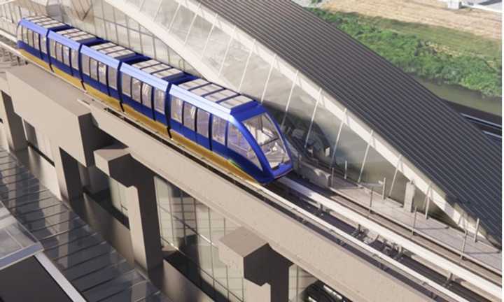 A rendering of the new AirTrain system