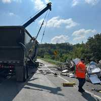 <p>The scene of the crash and spill in Stafford County.</p>