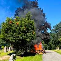 Lawn Mower Goes Up In Flames At Cemetery In Mahopac