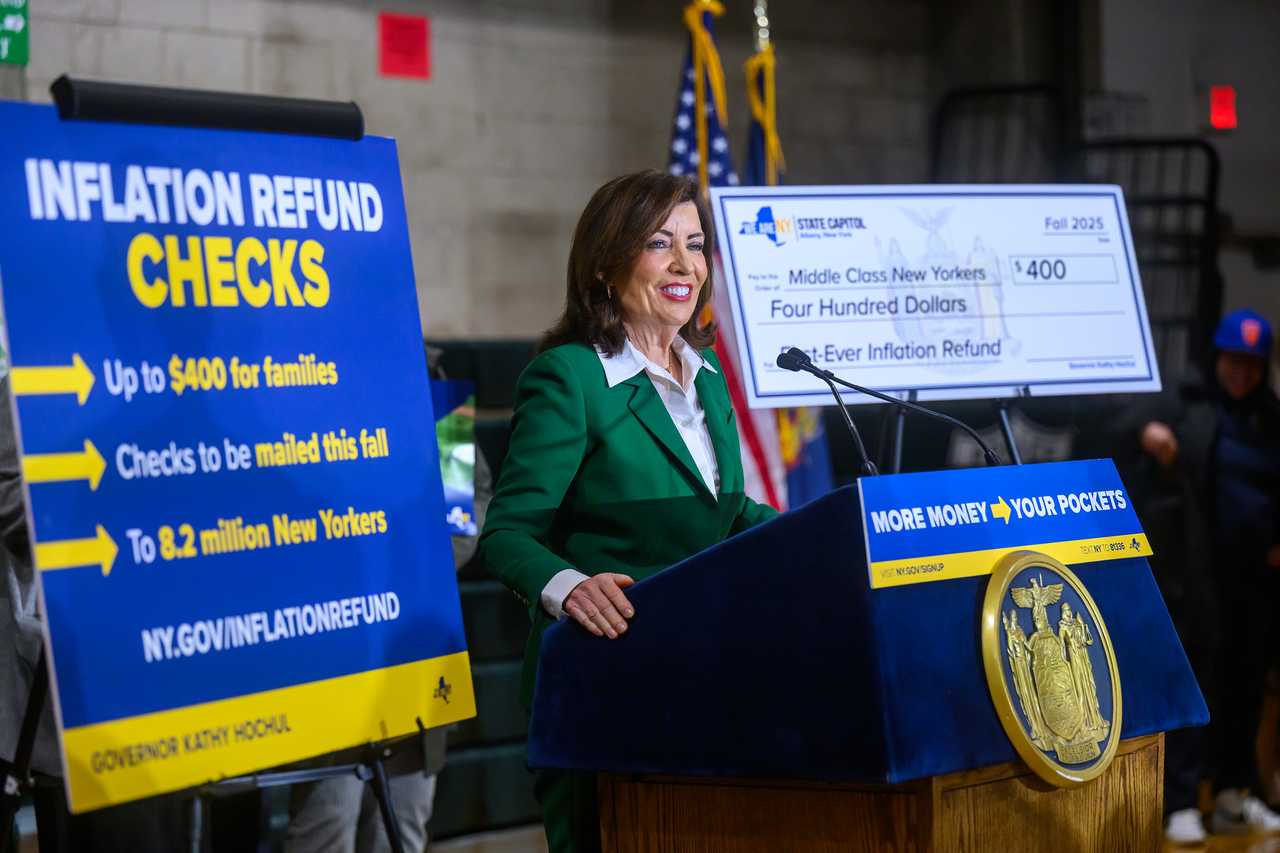 Gov. Kathy Hochul announces inflation refund checks will be sent this fall to 8.2 million households across New York.