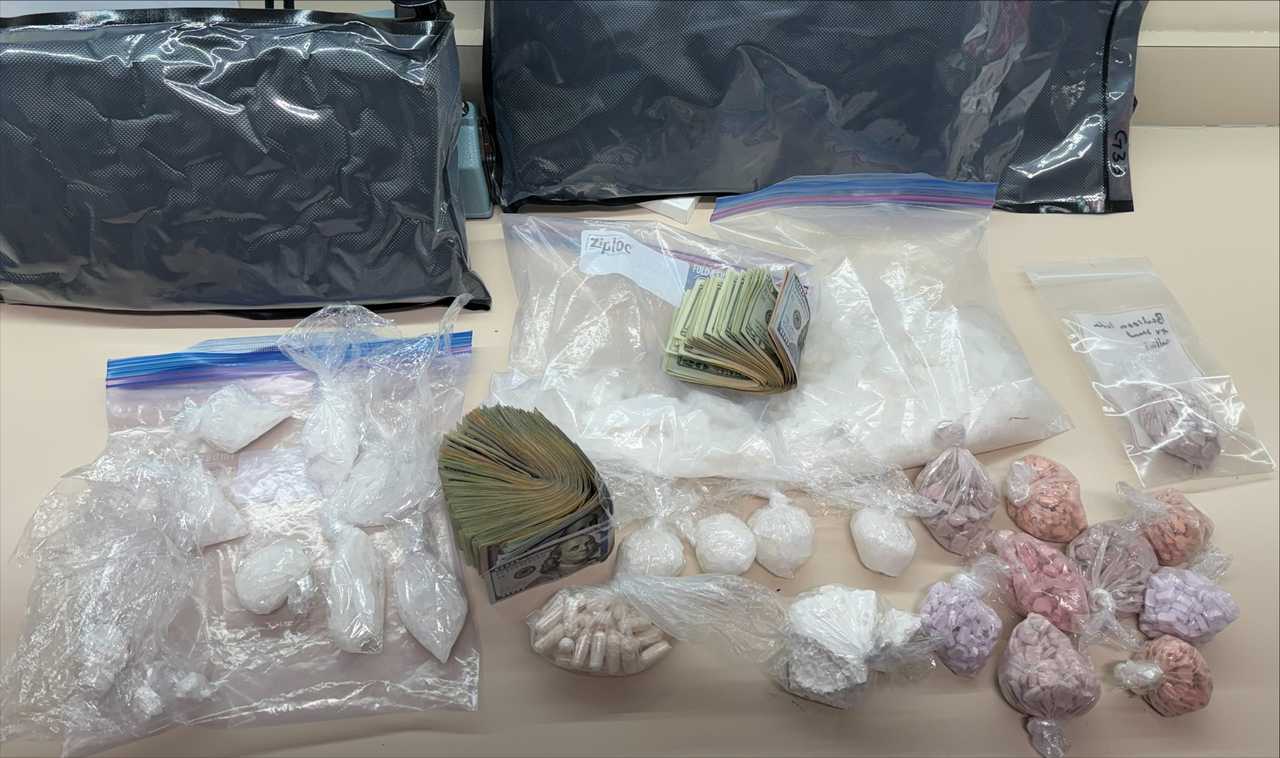 Agents recovered approximately 2.2 pounds of methamphetamine, approximately 32 grams of fentanyl, approximately 450 grams of MDMA, approximately 99 grams of cocaine, and approximately $4,589 in United States currency. Agents recovered approximately 2.2 pounds of methamphetamine, approximately 32 grams of fentanyl, approximately 450 grams of MDMA, approximately 99 grams of cocaine, and approximately $4,589 in United States currency.