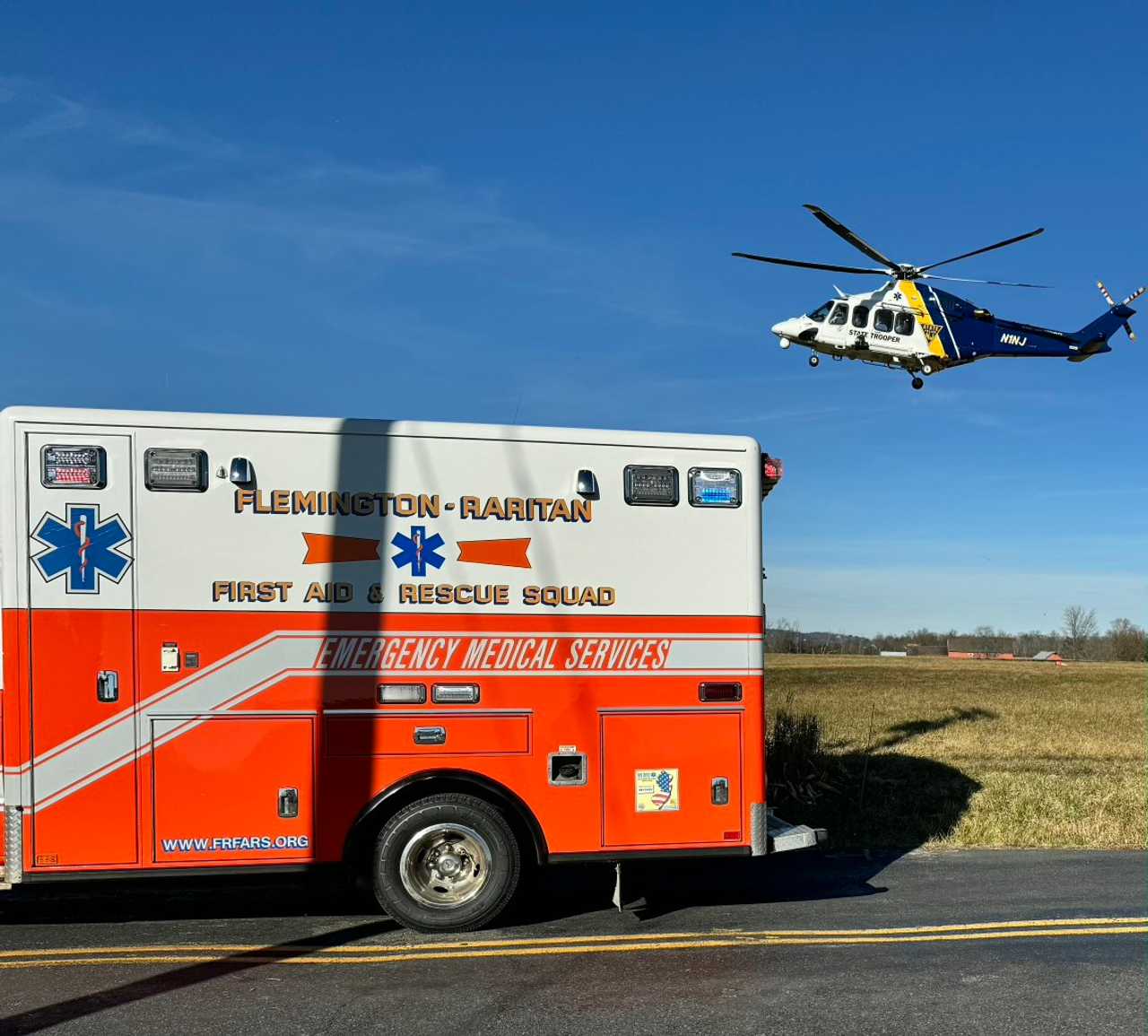 A person was airlifted following a traumatic fall in Raritan. A person was airlifted following a traumatic fall in Raritan.