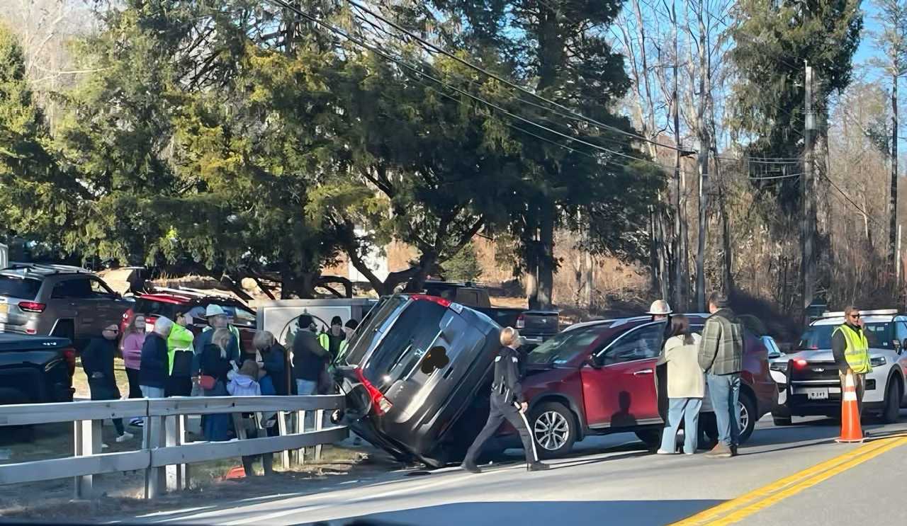 The scene of the crash in front of the Garrison Fire Company Station 2. 