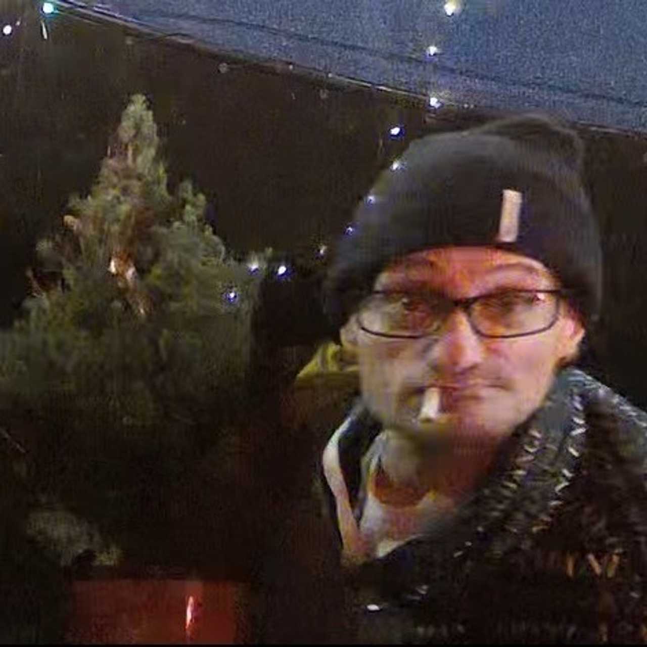 A man is at large after stealing Christmas decorations