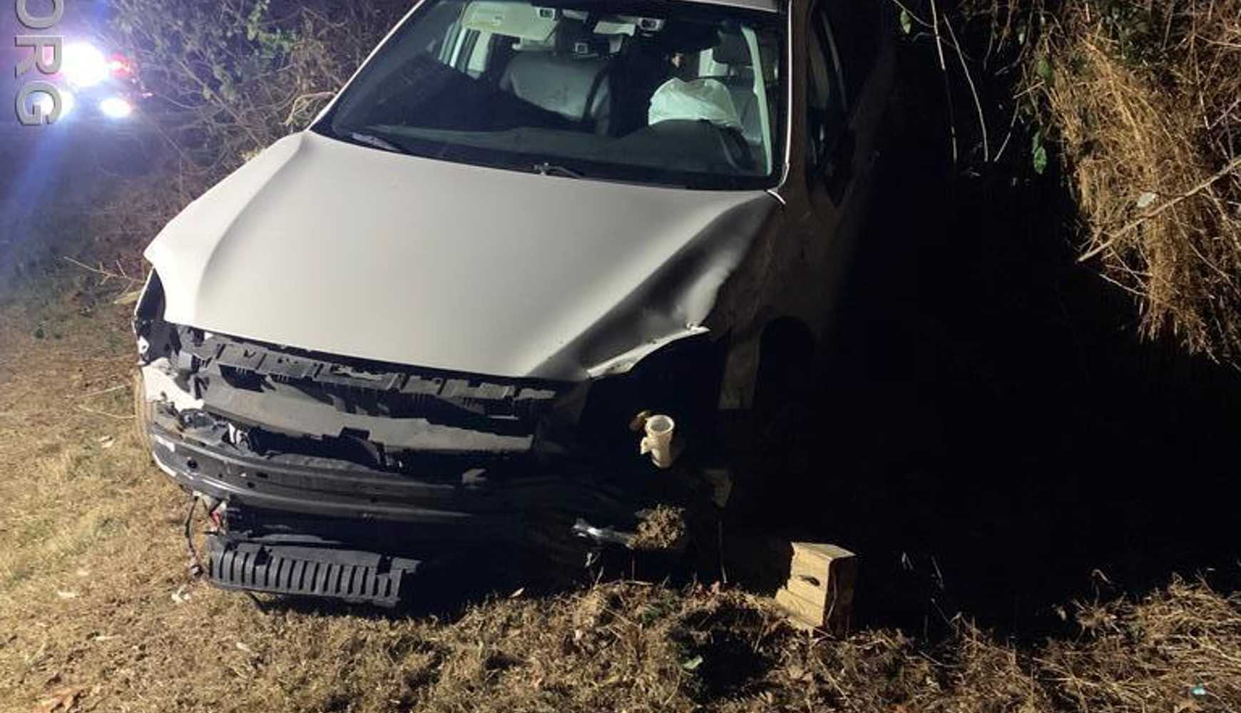 
The vehicle had run off the road, over a guardrail, and down a slope
  

