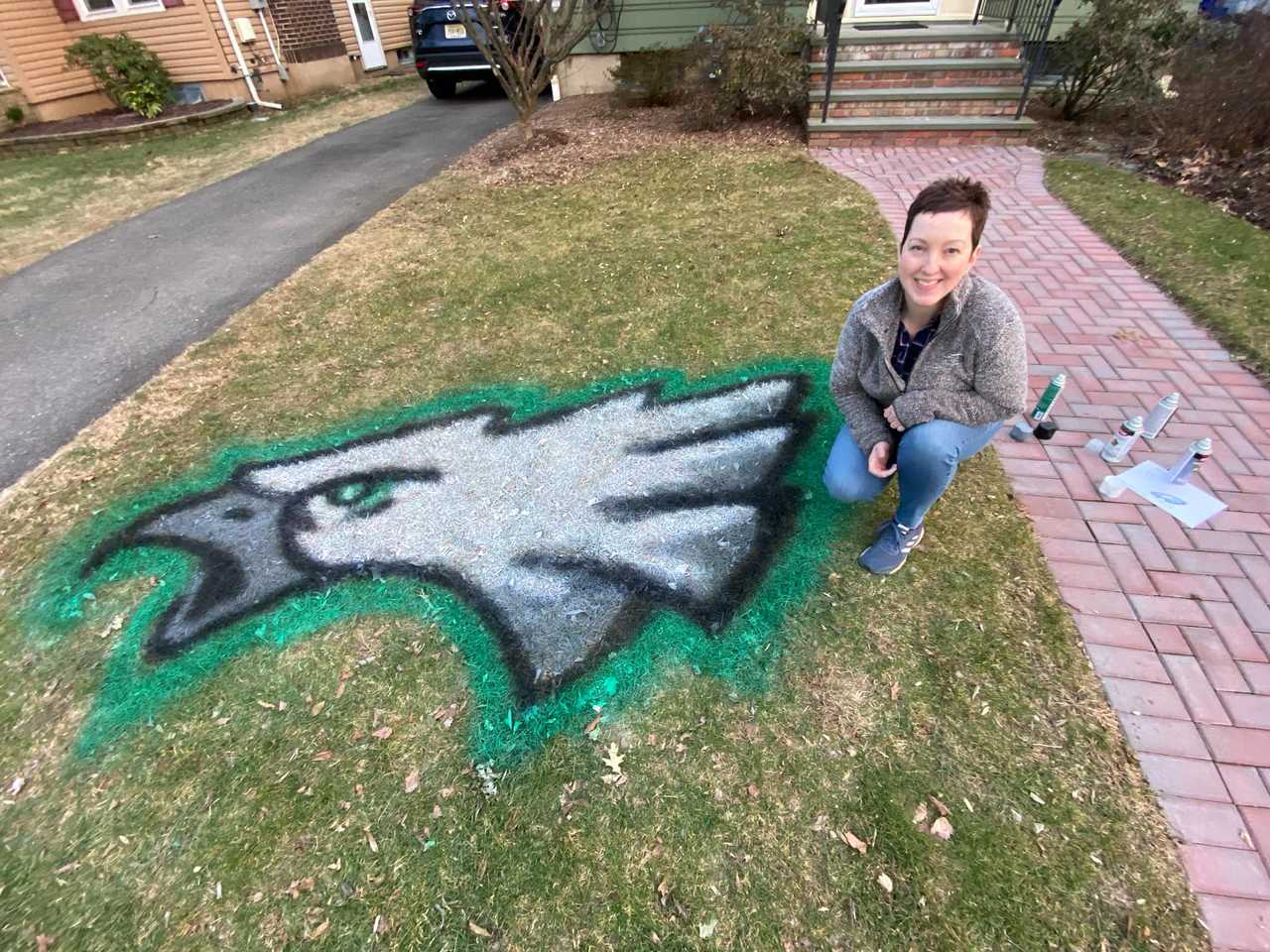 Cranford Eagles Fan In Enemy Territory Transforms Lawn Into Viral