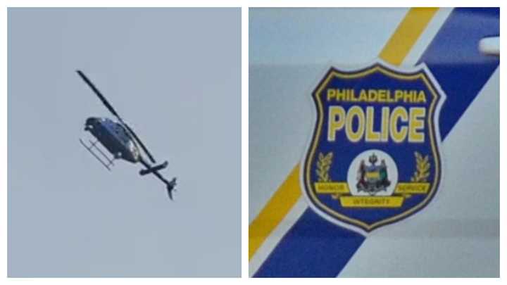 Helicopter at the scene of the Germantown Avenue shooting; PPD. 