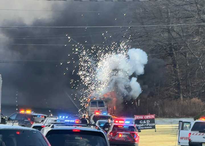 Van explosion captured on Route 10.