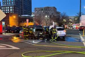 Car Catches Fire Near Library In New Rochelle (PHOTOS)