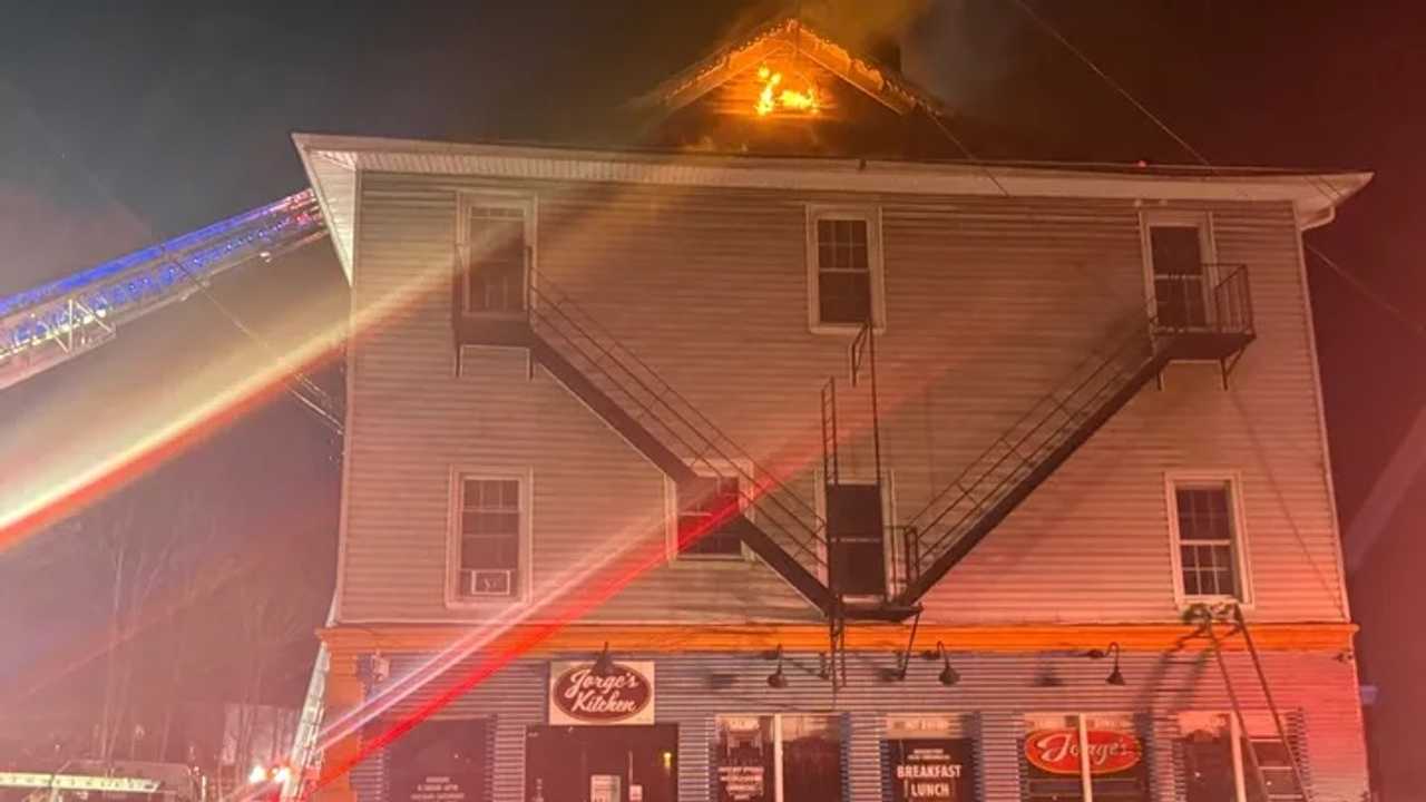 The scene of the blaze at Jorge's Kitchen and Bar in Central Valley. 