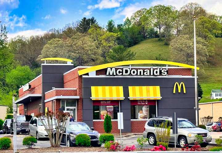 A modern McDonald's restaurant in Franklin, NC.