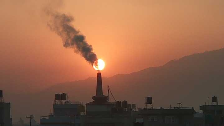 Air pollution by brick factories.
  
