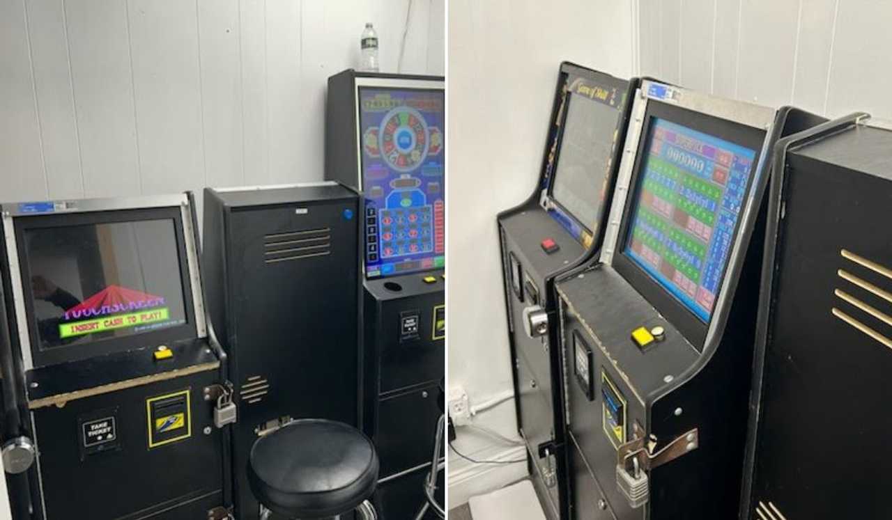 Gambling machines allegedly recovered from Silver Shear Barber Shop in Uniondale. Gambling machines allegedly recovered from Silver Shear Barber Shop in Uniondale.