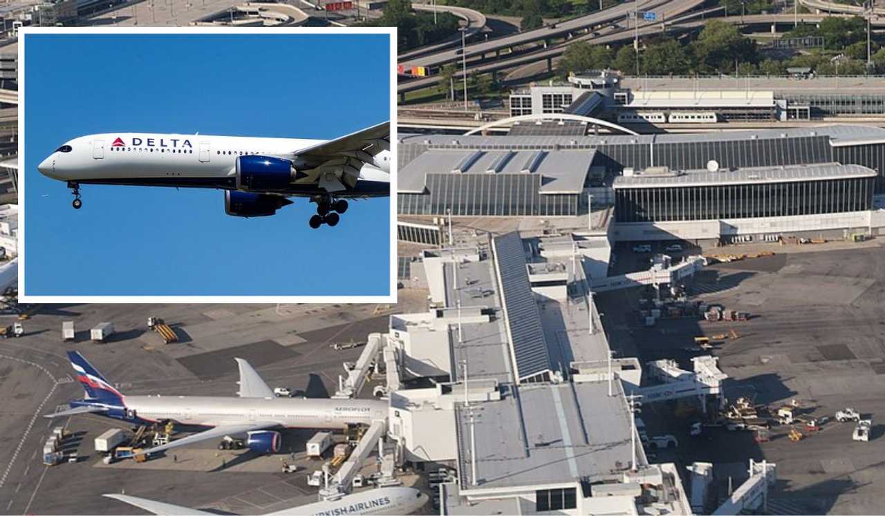 John F. Kennedy International Airport. Inset: A Delta plane. John F. Kennedy International Airport. Inset: A Delta plane.