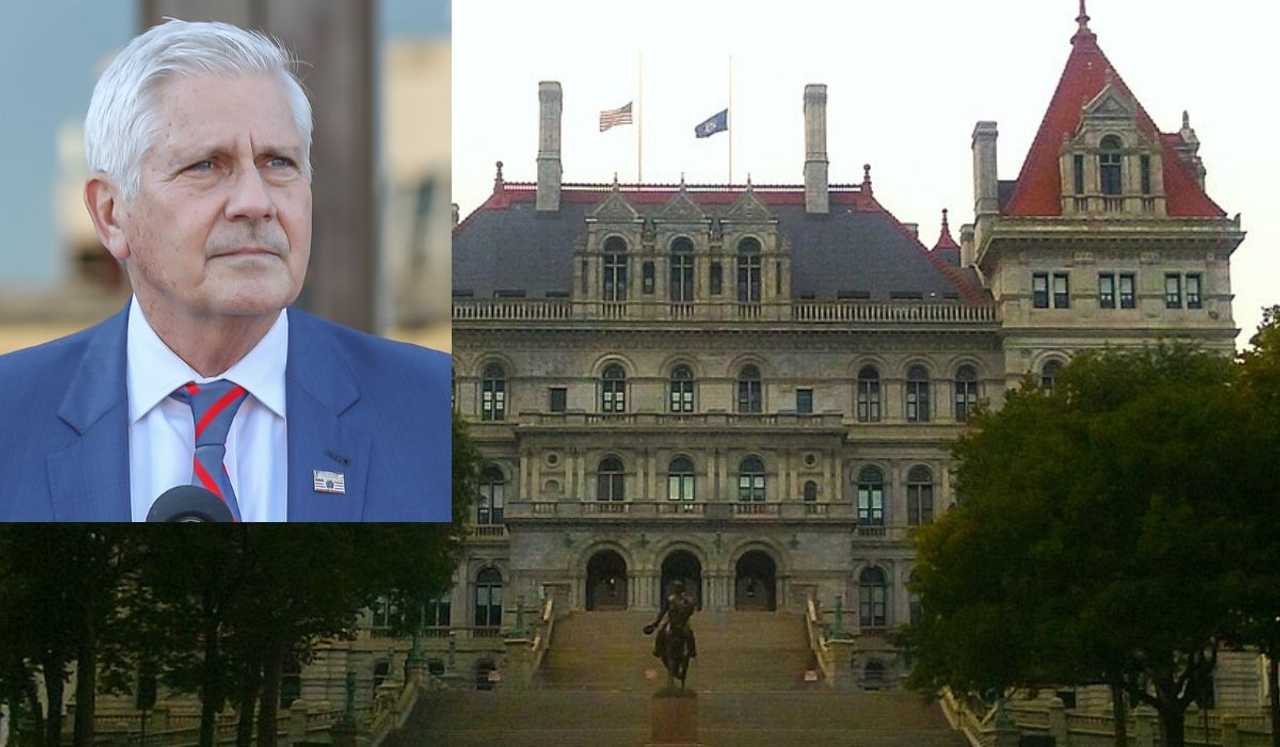 The New York State Capitol. Inset: Nassau County Executive Bruce Blakeman.
The New York State Capitol. Inset: Nassau County Executive Bruce Blakeman.