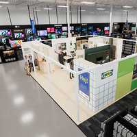 <p>A rendering of an IKEA showroom inside a Best Buy store.</p>