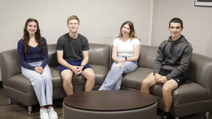 Four of the five Byram Hills High School National Merit&nbsp;Scholarship semifinalists, from left to right:&nbsp;Zoe Harris, Andrew Levy, Sarina Metsch, and Aaron Stein. Olivia Long is not pictured.