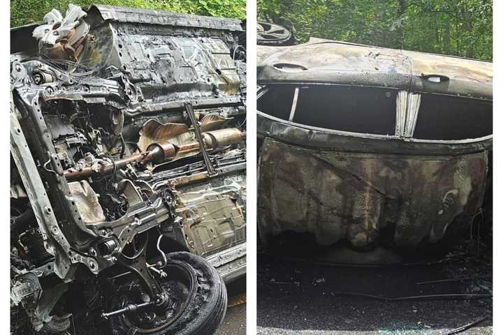 Driver Hospitalized After Vehicle Overturns In Fiery Crash: Morganville FD