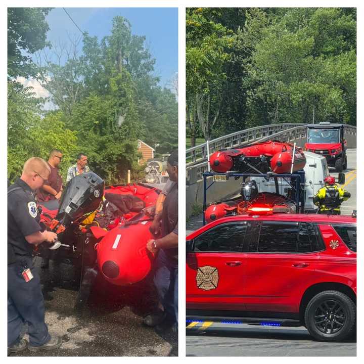 Jet skiers were rescued from the Raritan River