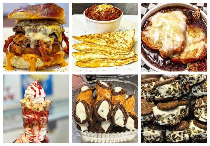 Ben's burger, chili and quesadillas, French onion soup, parfait, cannolis, minty ice cream sandwiches.&nbsp;