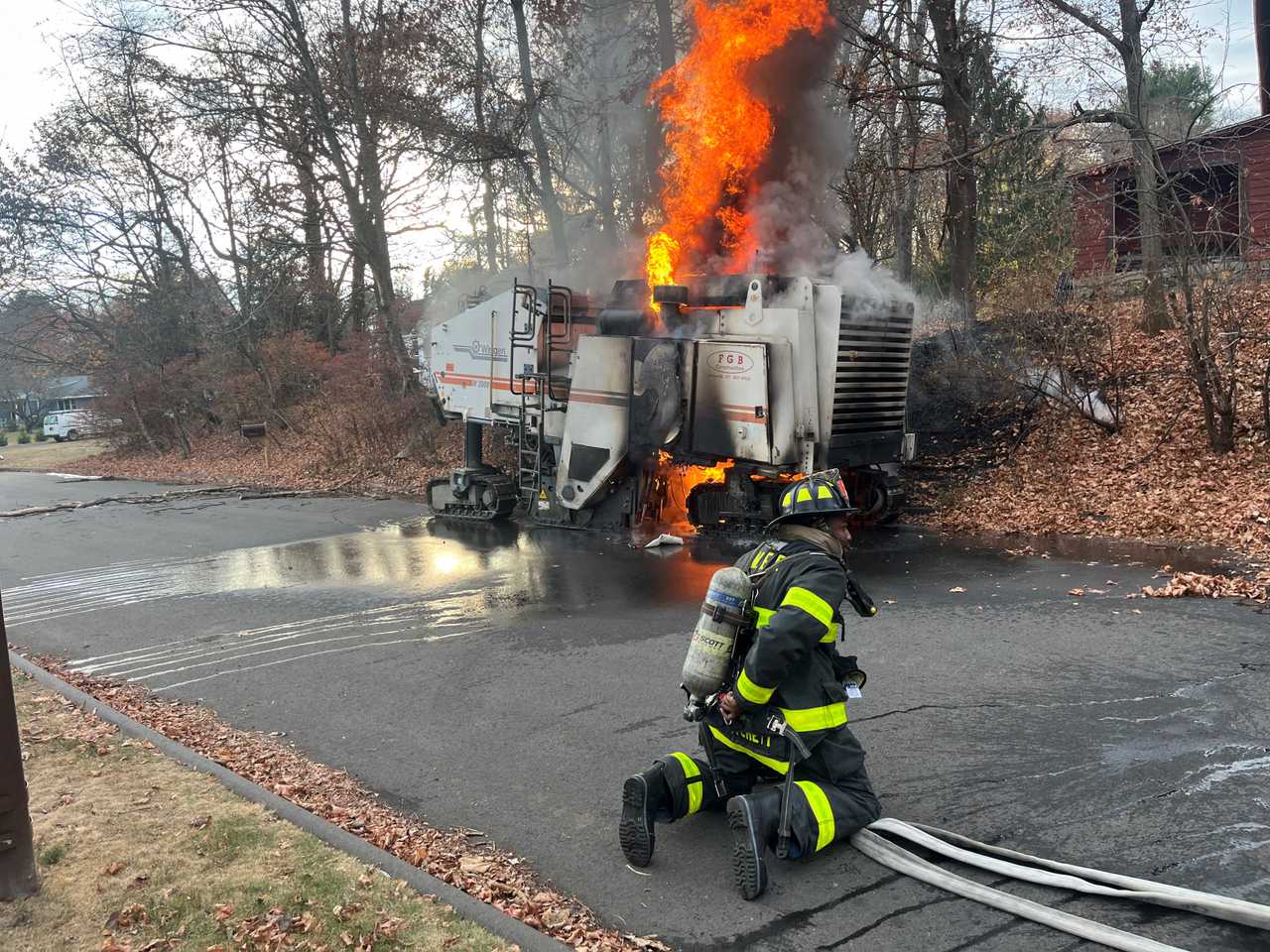 Norwalk Firefighters Battle Construction Machine Blaze, Contain Fuel ...