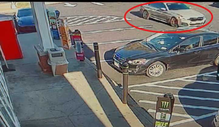 Police believe this is the BMW, seen at the Cumberland Farms parking lot on Post Road in Fairfield, that was involved in the carjacking on Sunday, Oct. 27. 