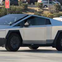 <p>A Tesla Cybertruck at a charging station in California.</p>